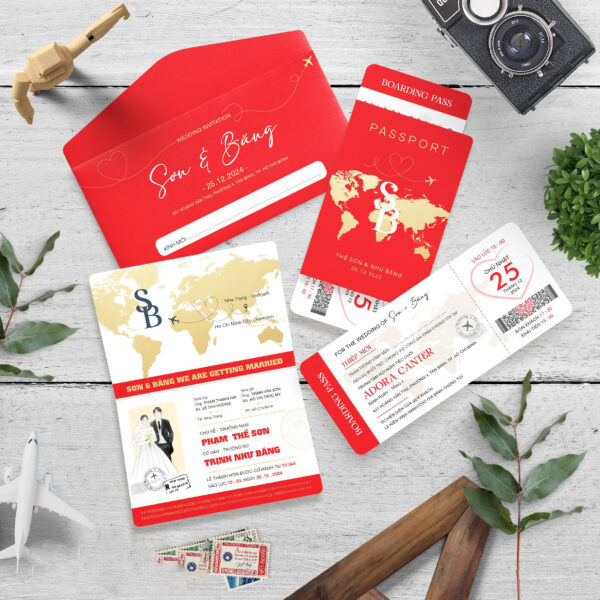 Thiệp Cưới Passport Mẫu  14